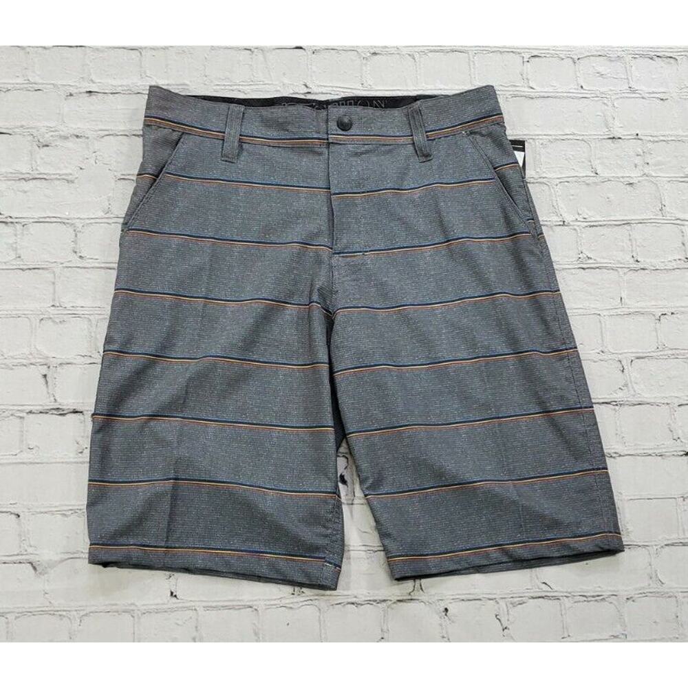 Distortion Gray Charcoal Striped Board Shorts Tailored Fit MENS SIZE 32